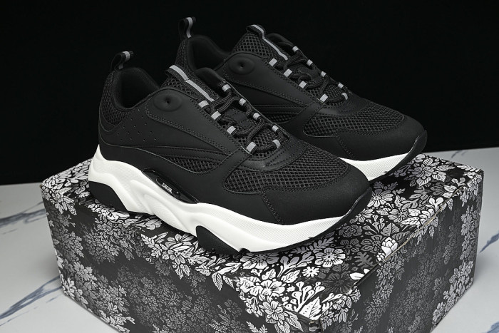 RETRO THICK-SOLED SPORTS JOGGING SHOES BLACK/WHITE/BLACK