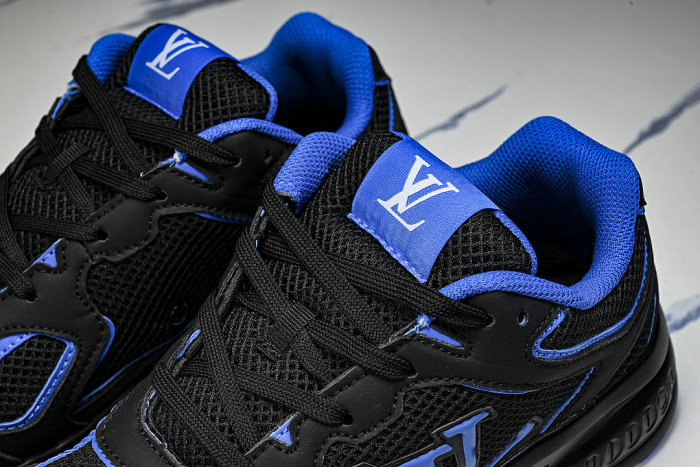MESH-WOVEN SPORTY CASUAL RUNNING SHOES BLACK/BLUE/BLACK