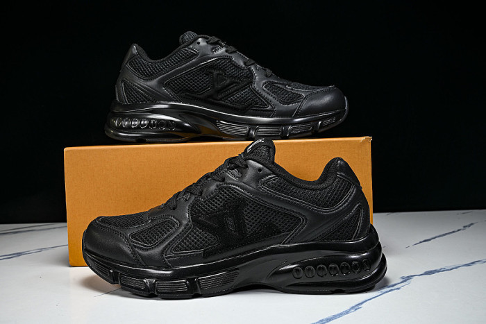 MESH-WOVEN SPORTY CASUAL RUNNING SHOES BLACK/BLACK/BLACK