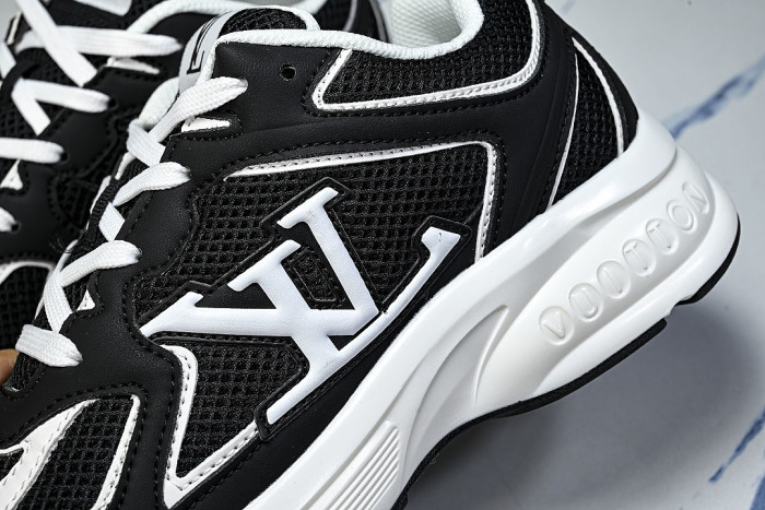 MESH-WOVEN SPORTY CASUAL RUNNING SHOES BLACK/WHITE/BLACK