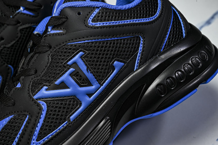 MESH-WOVEN SPORTY CASUAL RUNNING SHOES BLACK/BLUE/BLACK