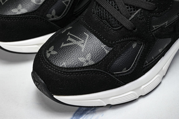 MESH-WOVEN SPORTY CASUAL RUNNING SHOES BLACK/WHITE/BLACK
