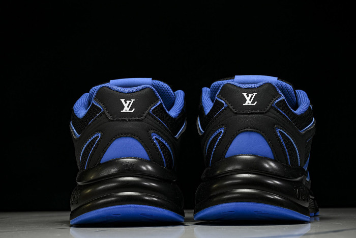 MESH-WOVEN SPORTY CASUAL RUNNING SHOES BLACK/BLUE/BLACK