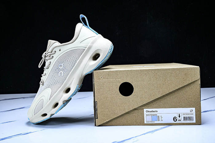 ON RUNNING LEISURE SPORTS SHOES BEIGE/BLUE/BEIGE