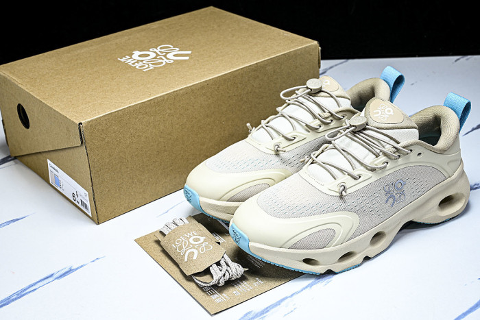 ON RUNNING LEISURE SPORTS SHOES BEIGE/BLUE/BEIGE