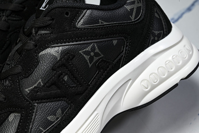 MESH-WOVEN SPORTY CASUAL RUNNING SHOES BLACK/WHITE/BLACK