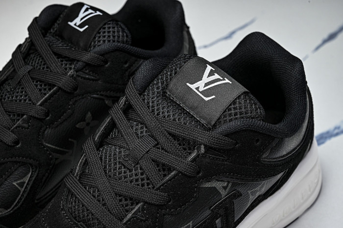 MESH-WOVEN SPORTY CASUAL RUNNING SHOES BLACK/WHITE/BLACK