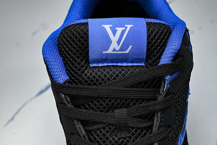 MESH-WOVEN SPORTY CASUAL RUNNING SHOES BLACK/BLUE/BLACK