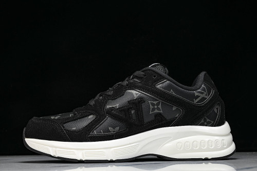 MESH-WOVEN SPORTY CASUAL RUNNING SHOES BLACK/WHITE/BLACK