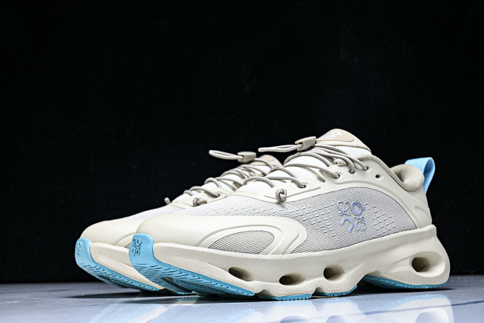 ON RUNNING LEISURE SPORTS SHOES BEIGE/BLUE/BEIGE