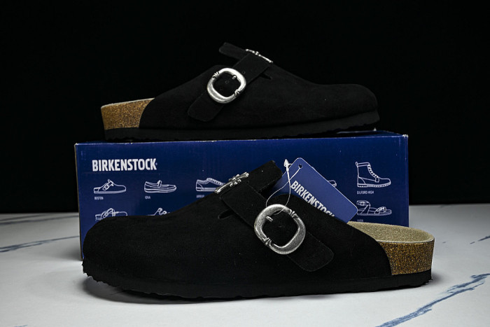 BOSTON SOFT FOOTBED MEN'S AND WOMEN'S HALF DRAG SANDALS BLACK/INKINESS