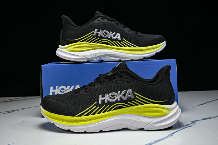 1176572 BKCS ONE CLIFTON 11 LIGHTWEIGHT AND BREATHABLE MESH RUNNING SHOES BLACK/YELLOW