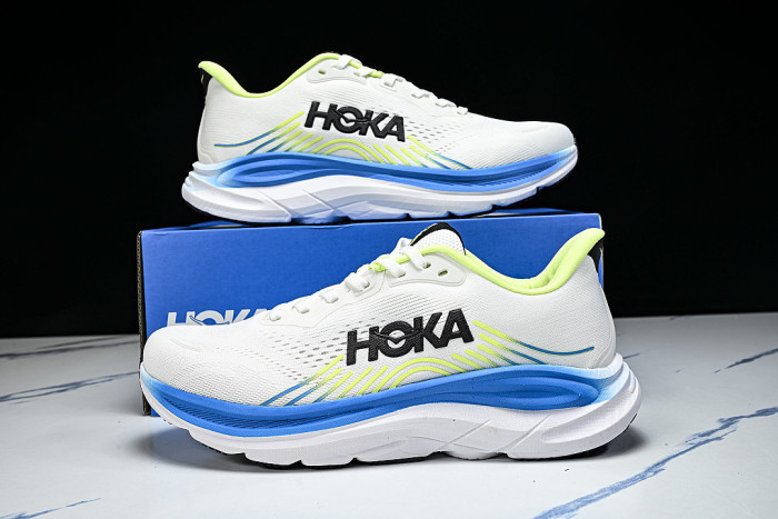 1176572 FLCK ONE CLIFTON 11 LIGHTWEIGHT AND BREATHABLE MESH RUNNING SHOES WHITE/BLUE/GREEN