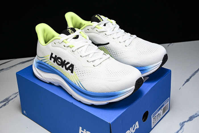 1176572 FLCK ONE CLIFTON 11 LIGHTWEIGHT AND BREATHABLE MESH RUNNING SHOES WHITE/BLUE/GREEN