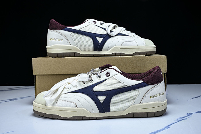 D1GH261010 CT CLUB RETRO LOW-TOP CASUAL SNEAKERS WHITE/BLUE/WINE RED/BEIGE