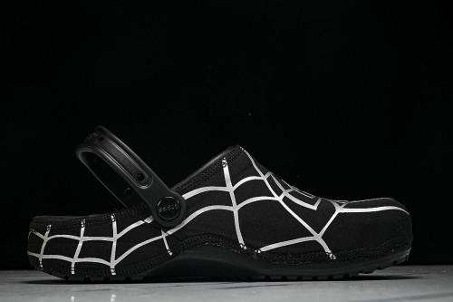 211489-90H FASHIONABLE RUBBER-SOLED FRONT-OPENING SLIPPERS BLACK/SILVER