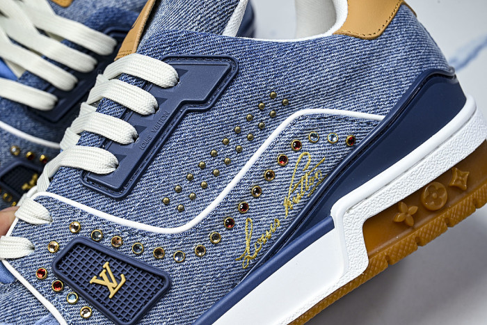 LOW-TOP CASUAL SPORTS SNEAKERS BLUE/BROWN/BLUE