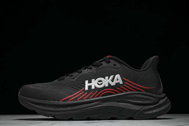 1176572-BLCKP ONE ONE CLIFTON 11 KNITTED MESH RUNNING SHOES BLACK/RED/BLACK