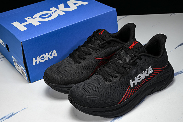 1176572-BLCKP ONE ONE CLIFTON 11 KNITTED MESH RUNNING SHOES BLACK/RED/BLACK
