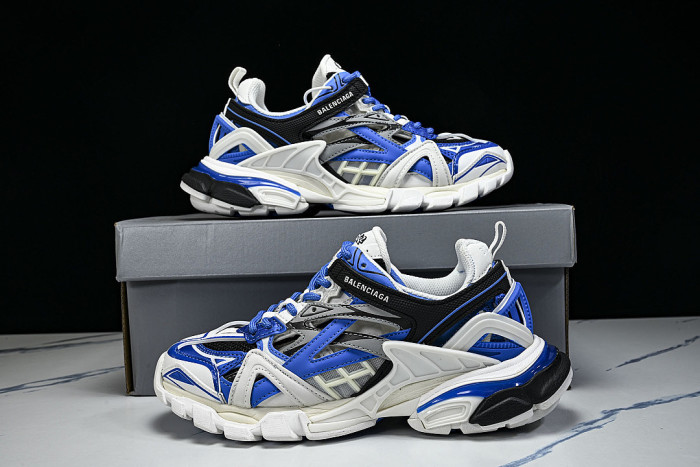 W3AE2-4191 BALENCIAGA TRACK.2 4.0 FOURTH GENERATION TRENDY RUNNING SHOES NAVY BLUE/WHITE/GREY