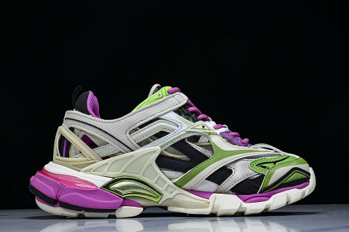 W2GN3-9199 BALENCIAGA TRACK.2 4.0 FOURTH GENERATION TRENDY RUNNING SHOES LIGHT GRAY/PURPLE