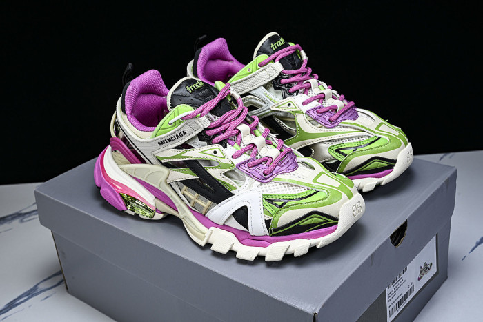W2GN3-9199 BALENCIAGA TRACK.2 4.0 FOURTH GENERATION TRENDY RUNNING SHOES LIGHT GRAY/PURPLE