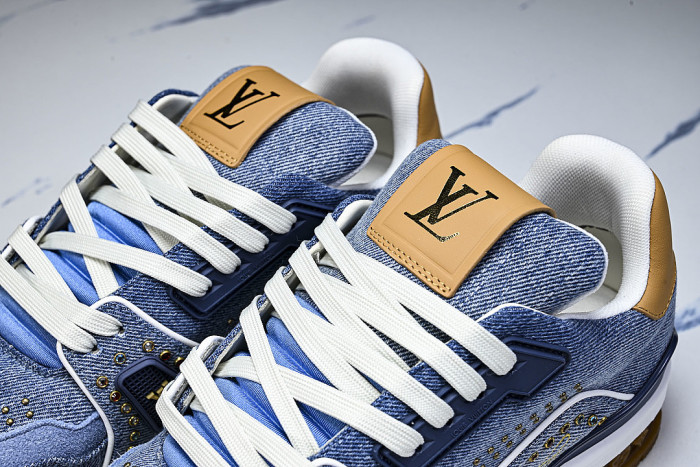 LOW-TOP CASUAL SPORTS SNEAKERS BLUE/BROWN/BLUE