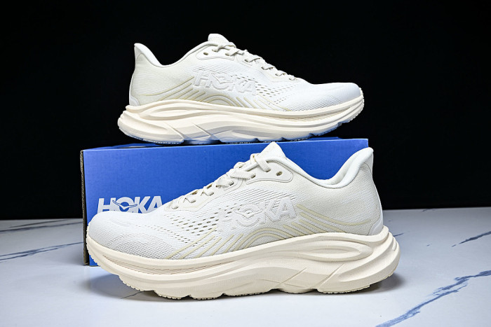 1176573-ALK ONE ONE CLIFTON 11 KNITTED MESH RUNNING SHOES WHITE/BEIGE/WHITE