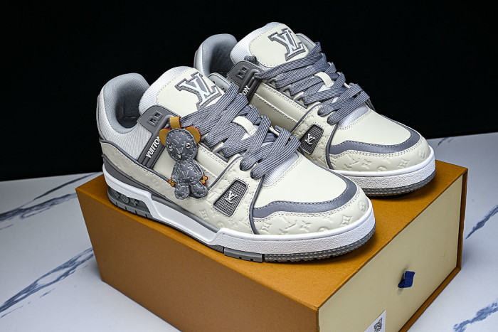 LOW-TOP CASUAL SPORTS SNEAKERS BEIGE/GREY/WHITE