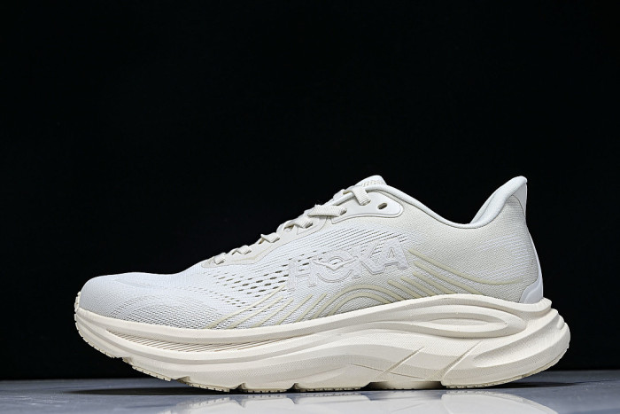 1176573-ALK ONE ONE CLIFTON 11 KNITTED MESH RUNNING SHOES WHITE/BEIGE/WHITE