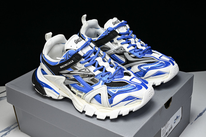 W3AE2-4191 BALENCIAGA TRACK.2 4.0 FOURTH GENERATION TRENDY RUNNING SHOES NAVY BLUE/WHITE/GREY