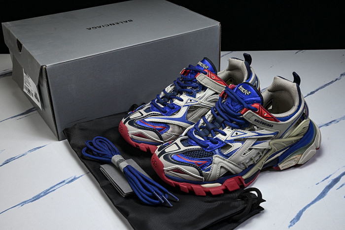 W2GN2-8570 BALENCIAGA TRACK.2 4.0 FOURTH GENERATION TRENDY RUNNING SHOES DARK GRAY/NAVY BLUE