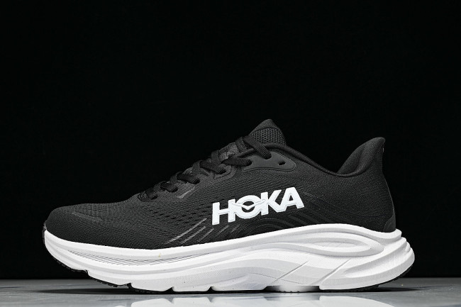 1176572-BWHT ONE ONE CLIFTON 11 KNITTED MESH RUNNING SHOES BLACK/WHITE/BLACK