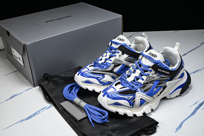 W3AE2-4191 BALENCIAGA TRACK.2 4.0 FOURTH GENERATION TRENDY RUNNING SHOES NAVY BLUE/WHITE/GREY