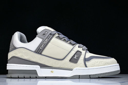 LOW-TOP CASUAL SPORTS SNEAKERS BEIGE/GREY/WHITE