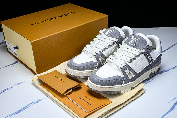 LOW-TOP CASUAL SPORTS SNEAKERS WHITE/GREY