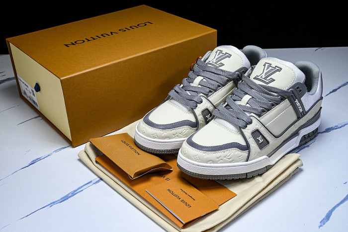 LOW-TOP CASUAL SPORTS SNEAKERS BEIGE/GREY/WHITE