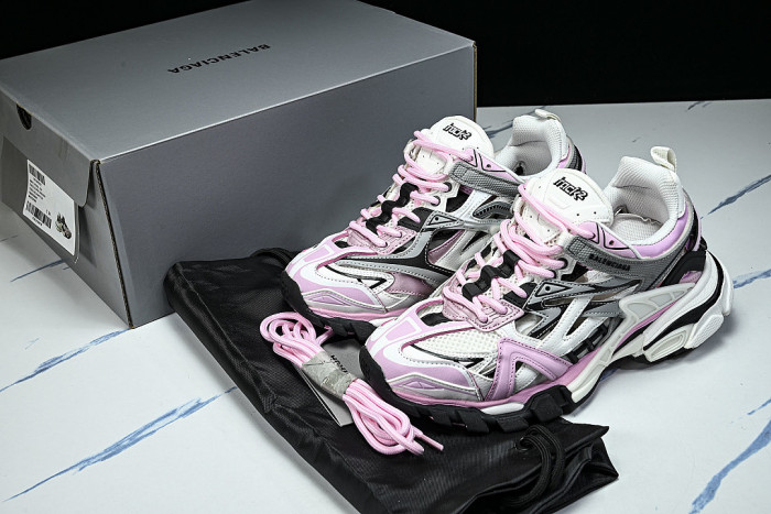 W3AE2-5291 BALENCIAGA TRACK.2 4.0 FOURTH GENERATION TRENDY RUNNING SHOES LIGHT PINK/DARK GRAY