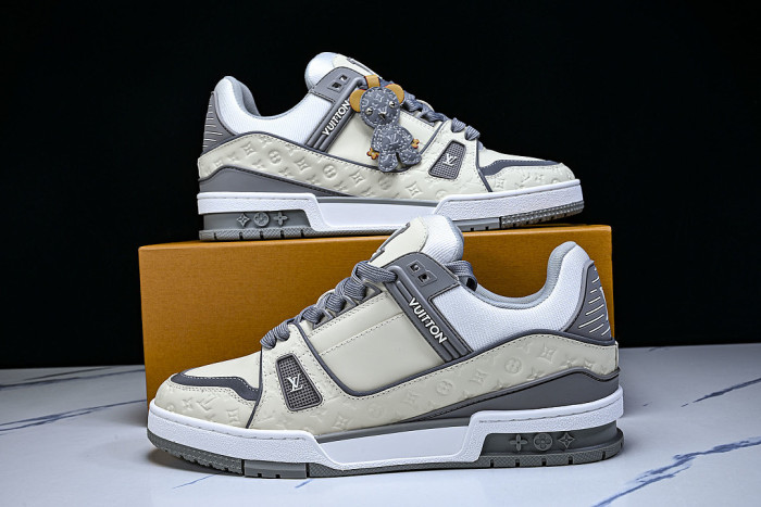 LOW-TOP CASUAL SPORTS SNEAKERS BEIGE/GREY/WHITE