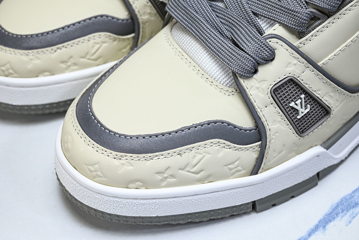LOW-TOP CASUAL SPORTS SNEAKERS BEIGE/GREY/WHITE