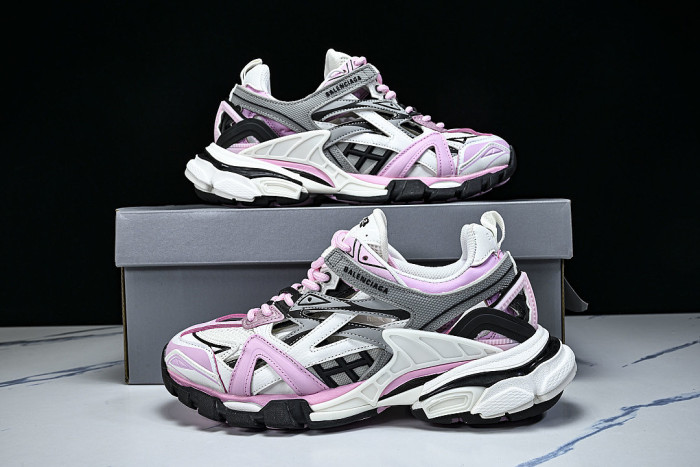 W3AE2-5291 BALENCIAGA TRACK.2 4.0 FOURTH GENERATION TRENDY RUNNING SHOES LIGHT PINK/DARK GRAY