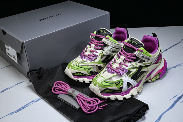 W2GN3-9199 BALENCIAGA TRACK.2 4.0 FOURTH GENERATION TRENDY RUNNING SHOES LIGHT GRAY/PURPLE