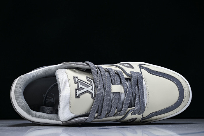 LOW-TOP CASUAL SPORTS SNEAKERS BEIGE/GREY/WHITE