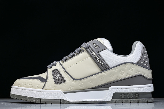 LOW-TOP CASUAL SPORTS SNEAKERS BEIGE/GREY/WHITE