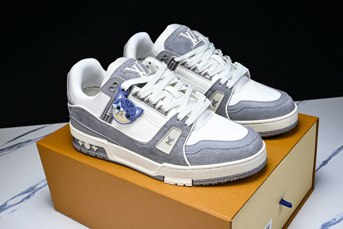 LOW-TOP CASUAL SPORTS SNEAKERS WHITE/GREY