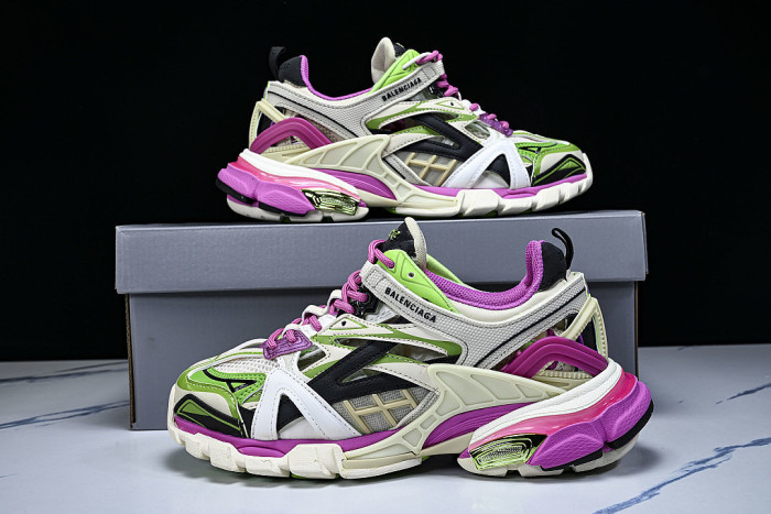 W2GN3-9199 BALENCIAGA TRACK.2 4.0 FOURTH GENERATION TRENDY RUNNING SHOES LIGHT GRAY/PURPLE