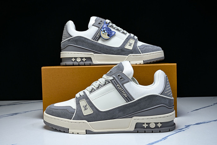 LOW-TOP CASUAL SPORTS SNEAKERS WHITE/GREY