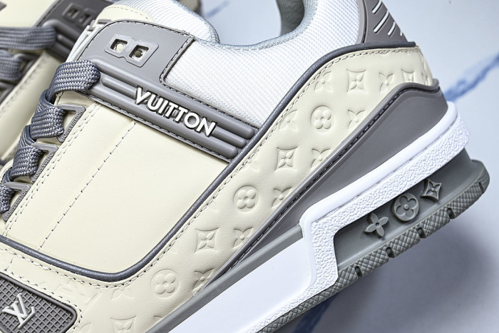 LOW-TOP CASUAL SPORTS SNEAKERS BEIGE/GREY/WHITE