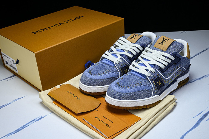 LOW-TOP CASUAL SPORTS SNEAKERS BLUE/BROWN/BLUE
