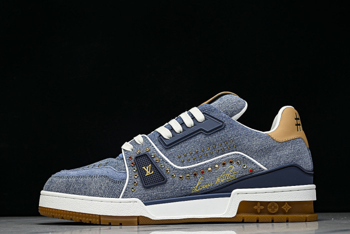 LOW-TOP CASUAL SPORTS SNEAKERS BLUE/BROWN/BLUE
